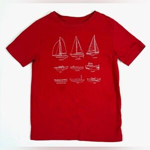CLASS CLUB Boys’ Red Sailboat‎ Graphic Short Sleeve T-Shirt Nautical Size 6/7